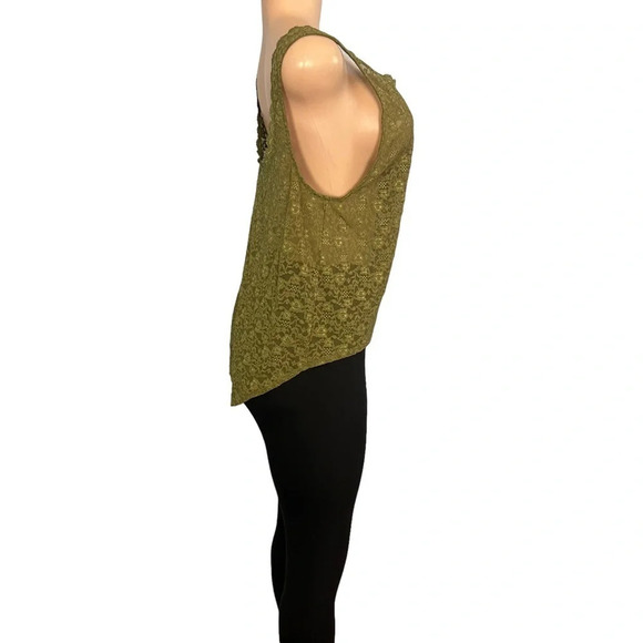 Victoria's Secret Olive Green Floral Lace Crochet Mesh Hi-Lo Tank - Picture 5 of 8